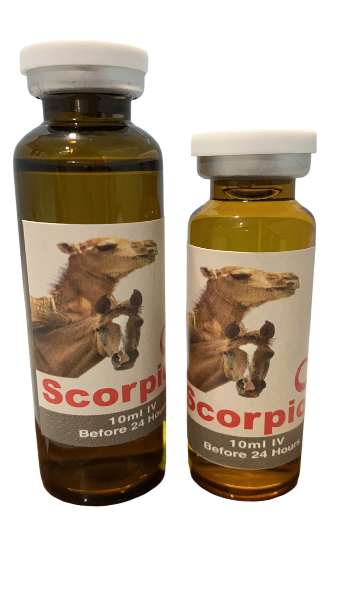 Scorpion® is a natural and herbal-based pain reliever for racing animals. It is available in two sizes: 100 ml and 20 ml ampoules.