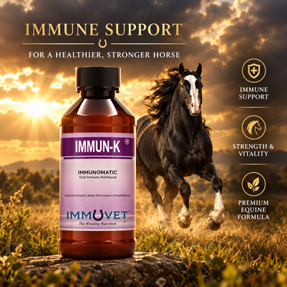 IMMUN-K ® is a all-natural specialized micro-dosage formula designed to help support the horse’s immune system.*