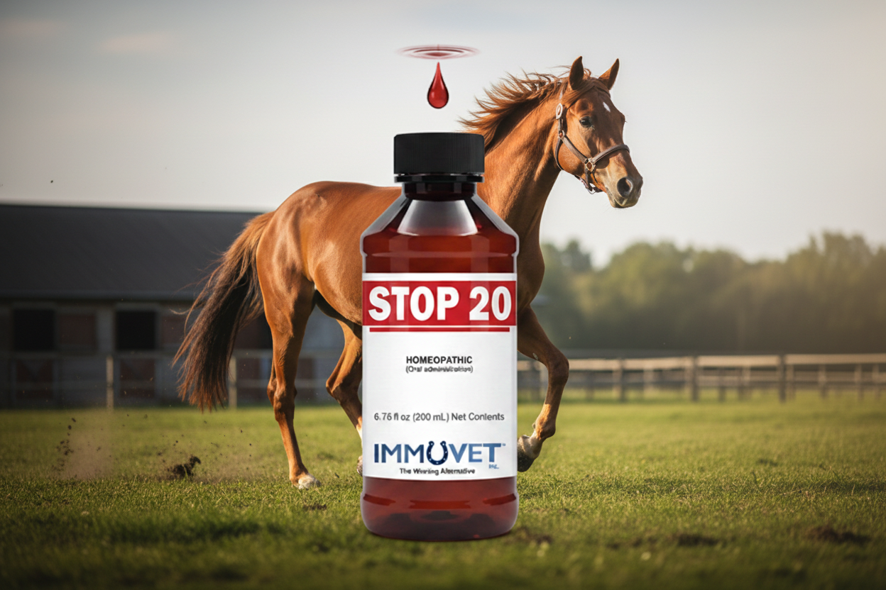 STOP 20® is a micro-dosage proprietary blend formulated to help support respiratory health in horses*.